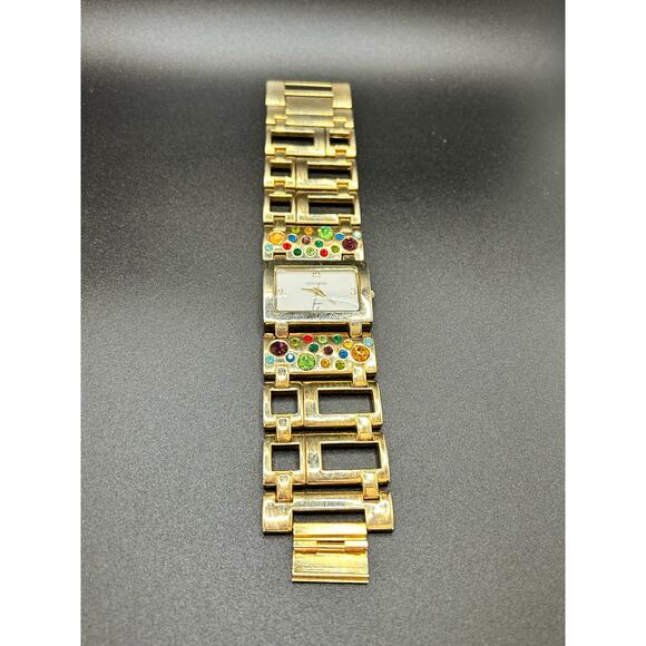 Suzanne Somers Gold Tone Crystal Bracelet Watch Multi-Color Rhinestone Dial main image 8